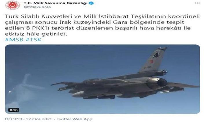MSB: 8 PKKlı terörist etkisiz hale getirildi