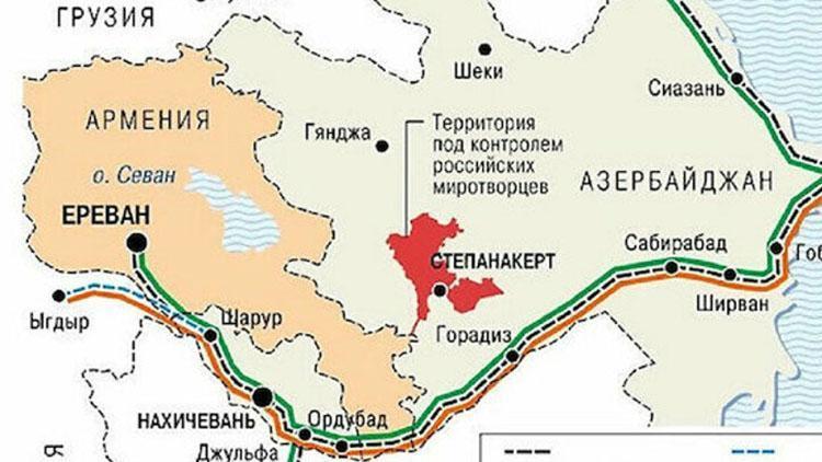 Azerbaycan ve Türkiye arasında kurulacak kara bağlantısını gösteren harita yayınlandı