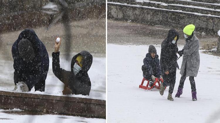 Ankarada çocukların kar keyfi