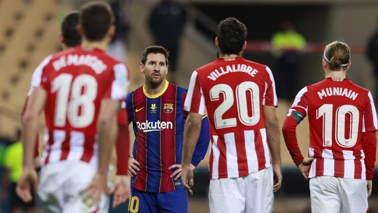 İspanya Süper Kupasını Athletic Bilbao kazandı Messi ilk kez kırmızı kart gördü