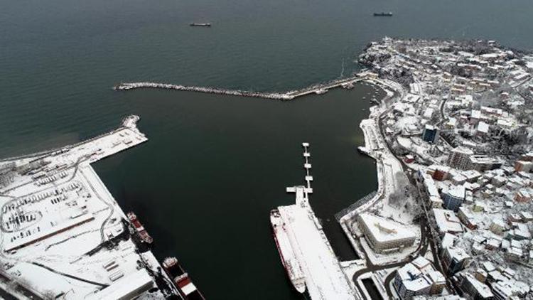 Beyaza bürünen Zonguldak havadan görüntülendi