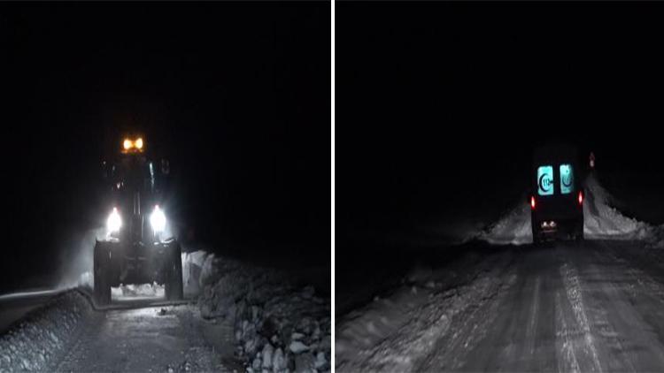 Karla mücadele ekipleri kapalı köy yollarını açtı, hastalar hastaneye ulaştırıldı