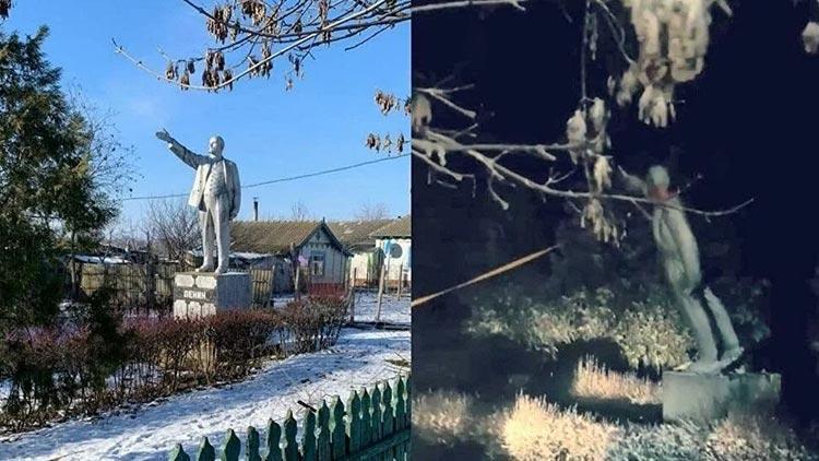 Ukrayna’daki son Lenin heykeli de yıkıldı