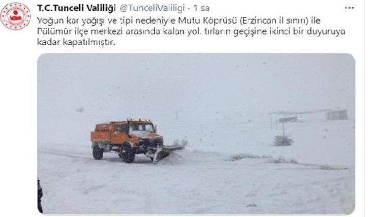 Tunceli- Erzincan yolunda TIR geçişine kar engeli