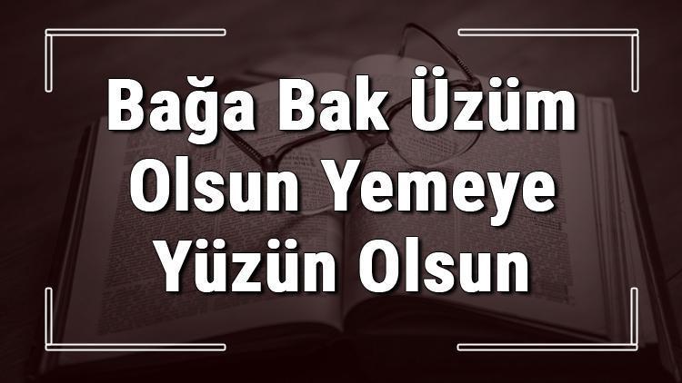 Bağa Bak Üzüm Olsun Yemeye Yüzün Olsun atasözünün anlamı ve örnek cümle içinde kullanımı (TDK)