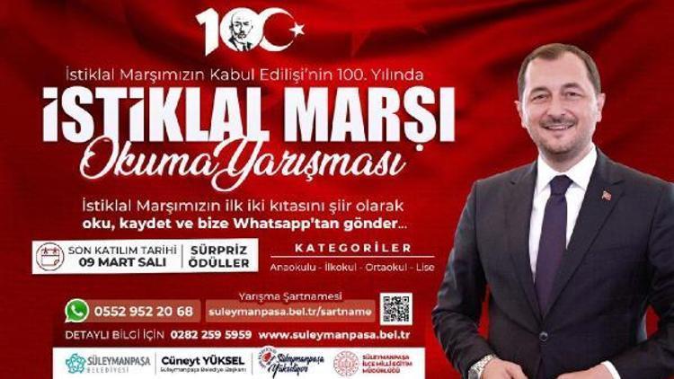 Süleymanpaşa Belediyesinden İstiklal Marşı okuma yarışması