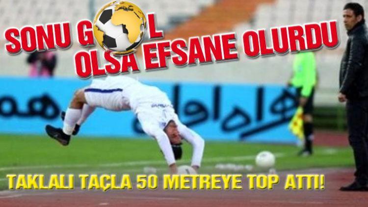 Arap futbolcu takla atarak 50 metre taç kullandı