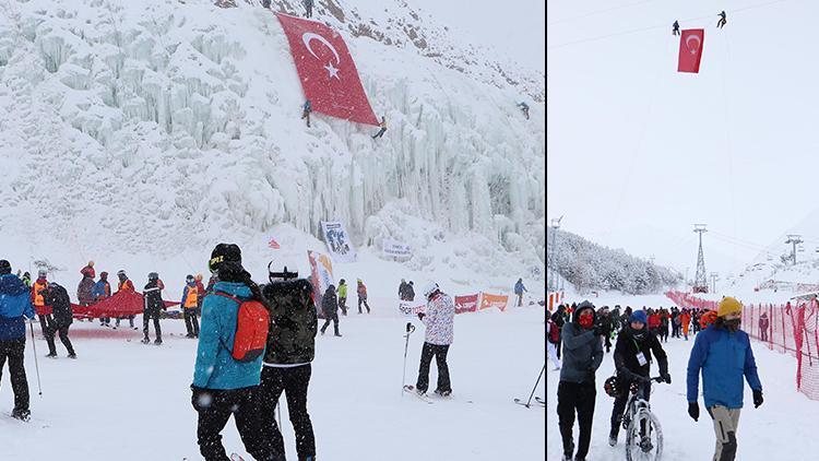 Gara Şehitleri anısına Palandökenin zirvesine Türk bayrağı astılar