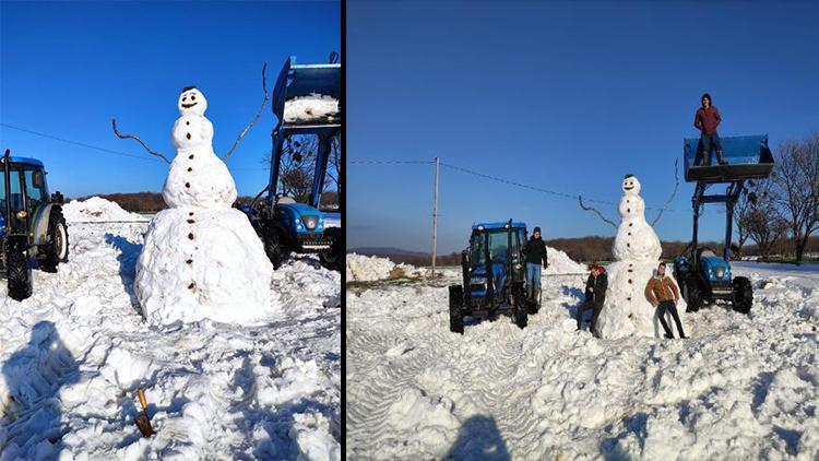 3 saatte 4 metre boyunda kardan adam yaptılar