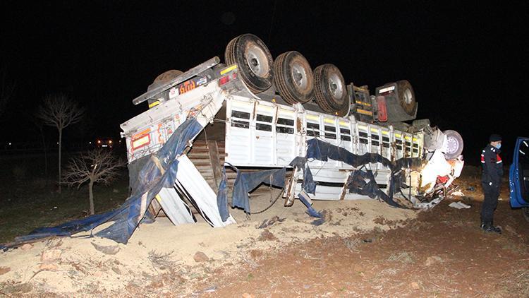 Kontrolden çıkan TIR devrildi 2 yaralı