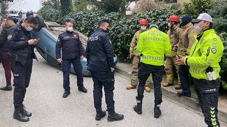 Üsküdar’da otomobil takla attı... Kadın sürücü yaralandı