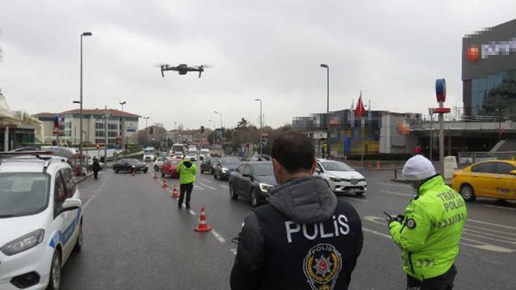 Üsküdarda trafikte ihlal yapanlar dron ile yakalandı