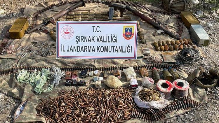 Şırnakta terör örgütü PKKya ait çok sayıda patlayıcı, silah ve mühimmat ele geçirildi
