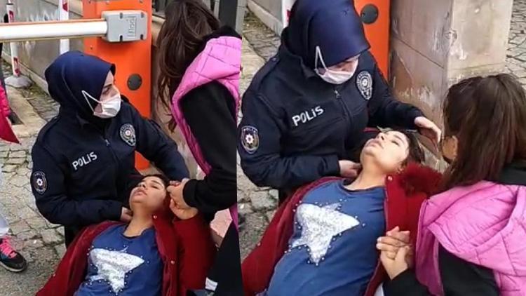 Baygınlık geçiren hamile kadına ilk müdahaleyi kadın polis memuru yaptı