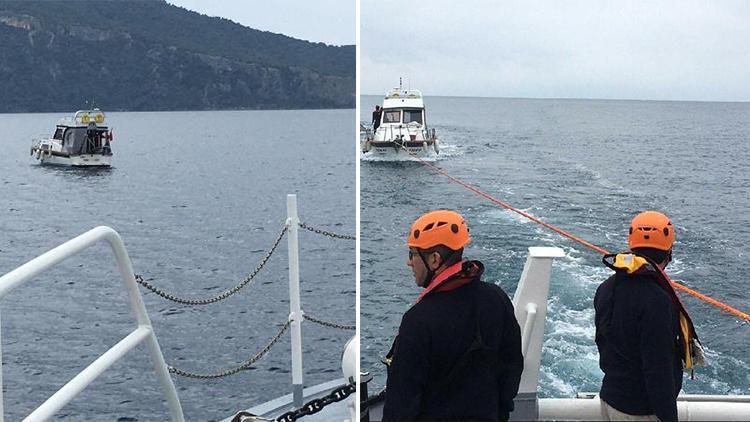 Sürüklenen teknedeki 3 kişi, Kıyı Emniyet Müdürlüğü ekiplerince kurtarıldı