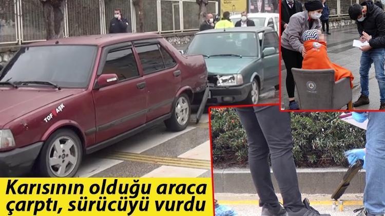 Çorumda dehşet Boşanma davası sonrası karısının olduğu araca çarptı, sürücüyü vurdu