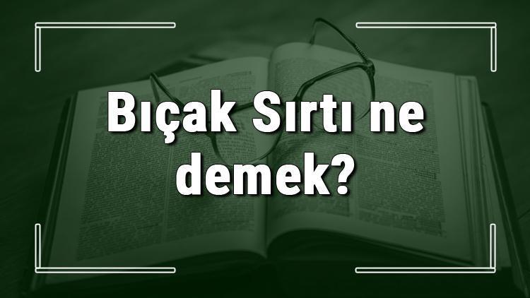 Bıçak Sırtı ne demek Bıçak Sırtı deyiminin anlamı ve örnek cümle içinde kullanımı (TDK)