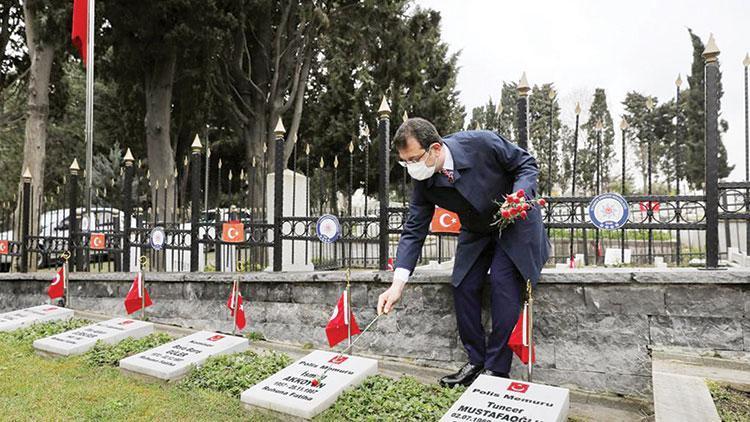 Şehitlikte protesto