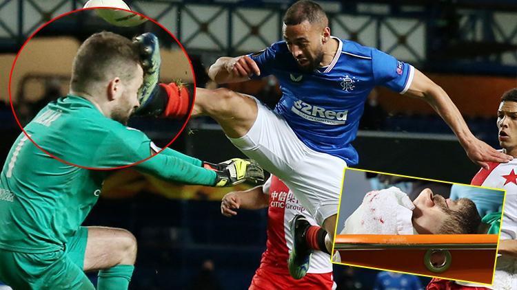 UEFA Avrupa Liginde geceye damga vuran an Rangerslı oyuncunun hareketi ve kırmızı kart...