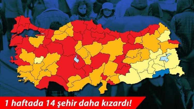 Risk haritasında 1 haftada 14 il daha kızardı Tek mavi Şırnak kaldı