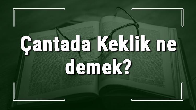 Çantada Keklik ne demek Çantada Keklik deyiminin anlamı ve örnek cümle içinde kullanımı (TDK)