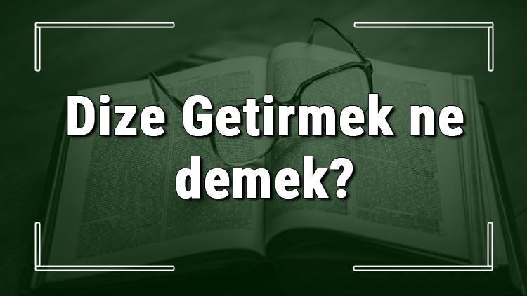 Dize Getirmek ne demek Dize Getirmek deyiminin anlamı ve örnek cümle içinde kullanımı (TDK)