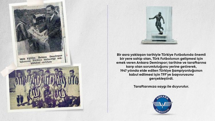 Son Dakika: Fenerbahçenin ardından Ankara Demirspordan TFFye şampiyonluk başvurusu