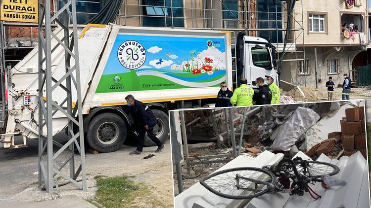 Arnavutköyde çöp kamyonunun altında kalan bisikletli hayatını kaybetti