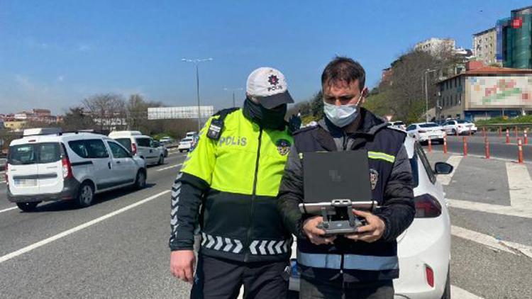 Beykoz TEMde drone destekli trafik denetimi