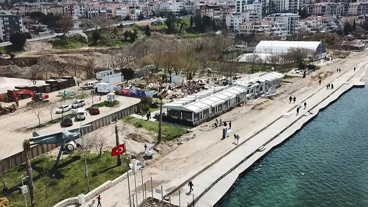 Büyükçekmece Sahilinde mühürlenen gözlemecilerin yıkımına başlandı