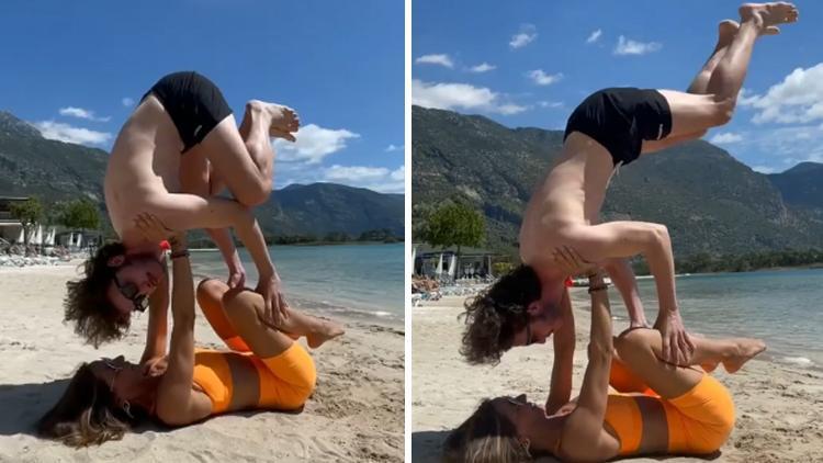 Zeynep Tokuş ile Boran Kuzumdan acro yoga denemesi