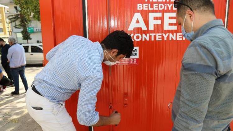 Mezitli Belediyesi farkındalık için deprem konteyneri yerleştirdi
