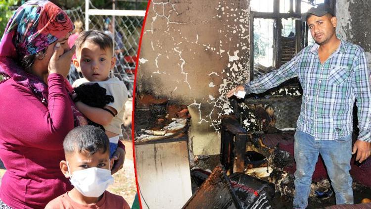 Ailesiyle oturduğu ev yangında kül oldu 5 çocuğu ve eşiyle ortada kaldı