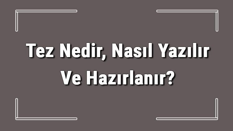 Tez Nedir, Nasıl Yazılır Ve Hazırlanır Tez Örnekleri Ve Yazım Kuralları Hakkında Bilgi