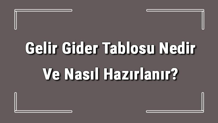 Gelir Gider Tablosu Nedir Ve Nasıl Hazırlanır