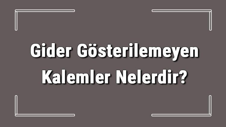 Gider Gösterilemeyen Kalemler Nelerdir Vergiden Düşülemeyen Kalemler Listesi