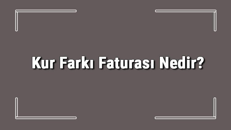 Kur Farkı Faturası Nedir Kur Farkı Faturası Neden Ve Nasıl Kesilir