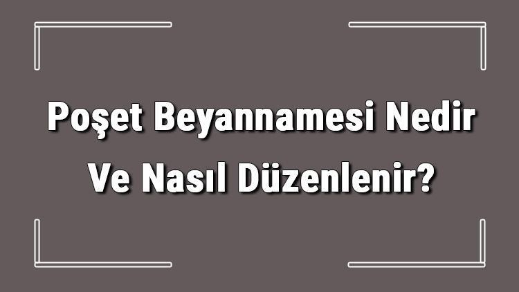 Poşet Beyannamesi Nedir Ve Nasıl Düzenlenir Poşet Beyannamesi Nasıl Verilir Detaylı Bilgi