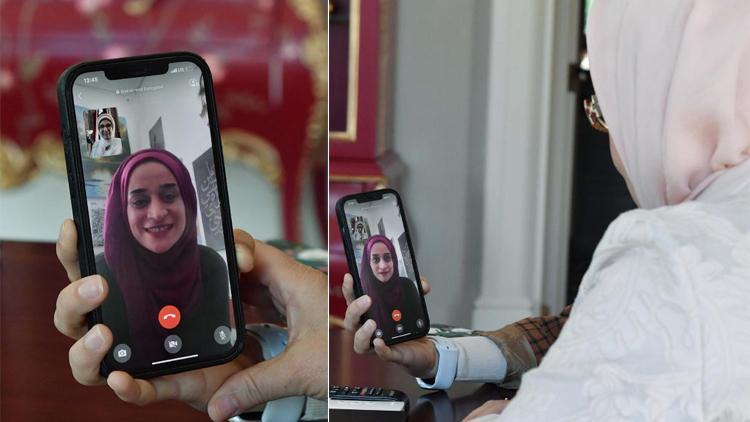 Emine Erdoğan, Filistinde direnişin sembolü olan Mariam Afifi ile telefonda görüştü