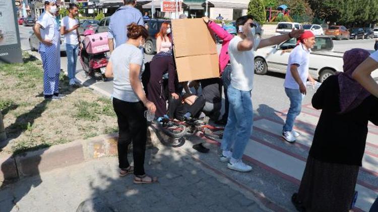 Bisikleti ile yaya geçidinden geçerken otomobil çarptı