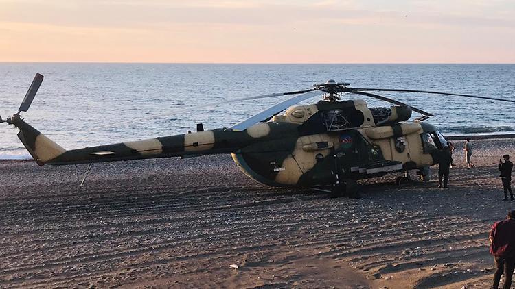Azerbaycana ait askeri helikopter, Giresunda sahile zorunlu iniş yaptı