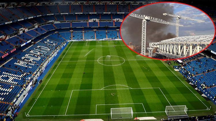 Real Madride büyük şok Santiago Bernabeu inşaatında yangın...