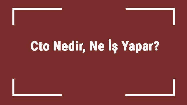 Cto Nedir, Ne İş Yapar Ctonun Görevleri Nelerdir