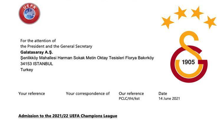 Son dakika: UEFAdan Galatasaraya resmi davet Şampiyonlar Ligi...