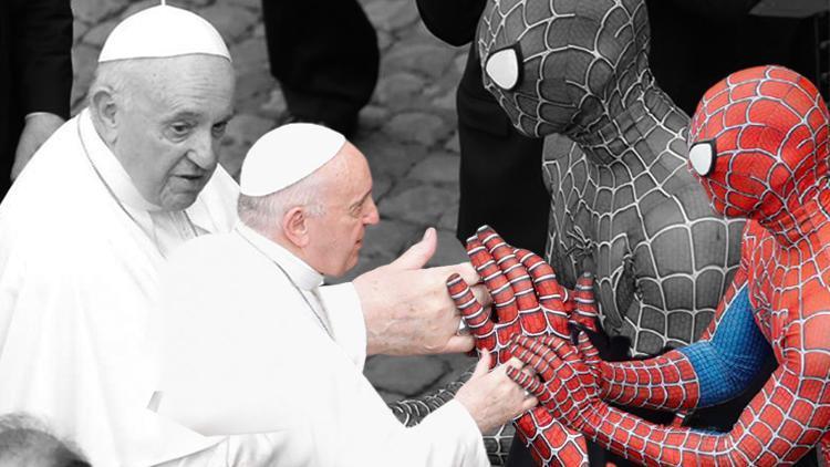 Dünya bu görüntüyü konuşuyor... Papa ve Spiderman bir arada