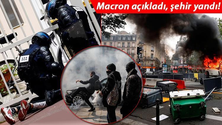 Fransada inanılmaz görüntüler... Macron kararları kaos yarattı, sokaklar yangın yerine döndü