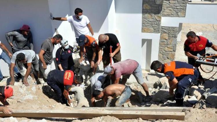 Muğlada istinat duvarı çöktü elektrik teknisyeni yaralandı