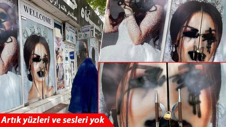 Talibandan kadınlara korkunç mesaj Yüzlerini karalayıp fotoğrafları tahrip ettiler