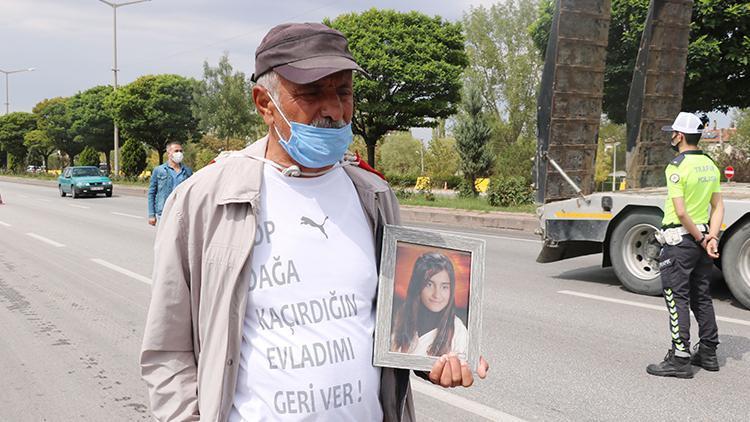 Kızı için Ankaraya yürüyen evlat nöbetindeki baba, Afyonkarahisara ulaştı