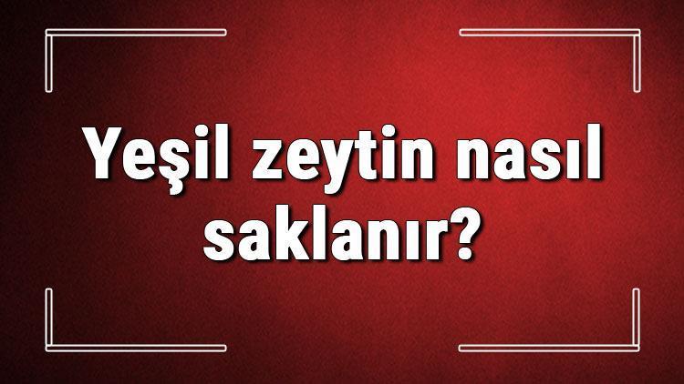 Yeşil zeytin nasıl saklanır Çizik yeşil zeytin uzun süre dayanması için ne yapılmalı, nasıl muhafaza edilir